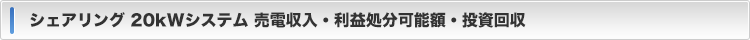 売電収入・利益処分可能額・投資回収